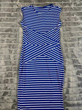Viwenni Blue White Stripes Pencil Dress Size Medium Like New Great Condition
